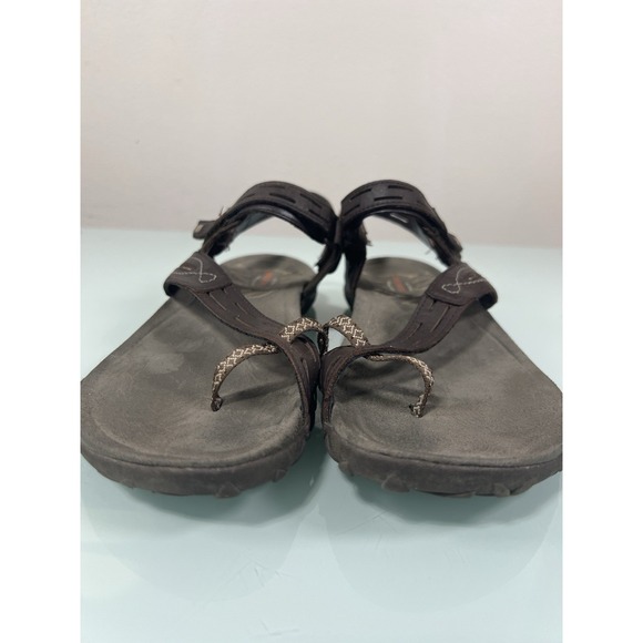 Merrell Sandals Women's Sz 10 Brown Leather Hiking Air Cushion Memory Foam - Picture 3 of 11